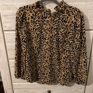 J Crew leopard long sleeve blouse